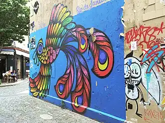 Plumage coloré, RafaMon, passage Boiton.