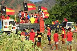 Campagne électorale du Front révolutionnaire pour l'indépendance (FREITLIN) lors des élections législatives est-timoraises en mai.