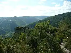 En arrière la fin de la partie difficile de la montée du Cade, sur le versant du Bois Mégie.