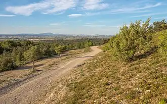 Vue depuis le sud dans la montagne de la Gardiole à Fabrègues.