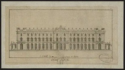 Projet de façade de l'hôtel de ville tracé par Emmanuel Héré.