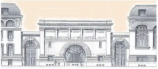 Dessin de l'avant-projet de la façade par Ernest Kalas.