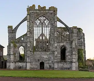 Vue partielle des ruines de l'église abbatiale.