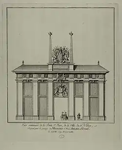 Estampe représentant la porte Saint-Jean de Nancy en 1762.