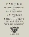 Factum pour prouver l'indépendance et la neutralité de la Terre de Saint-Hubert, publié en 1721