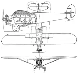 Description de l'image Fairchild 71 3-view Aero Digest February 1929.png.