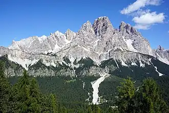 Cristallino d’Ampezzo, Cima di Mezzo, Monte Cristallo et Piz Popena.