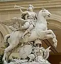 La Renommée du Roi montée sur Pégase d'Antoine Coysevox, musée du Louvre. Commandé en 1699 pour le parc de Marly, transféré en 1719 à l'entrée des Tuileries, remplacé par des copies.