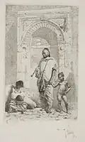Familia marroquí, 1916, uno de los dieciocho grabados de Mariano Fortuny y Marsal donados en 1934 por su hijo Mariano Fortuny y Madrazo (Prado, Gabinete de Dibujos, Estampas y Fotografías).