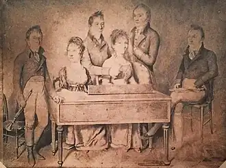 Victor, Marguerite, Alexandre, Adélaïde, Joseph, Camille Olphe-Galliard, 1807 (par Pierre-Louis Boquet), marchands drapiers associés dans la maison Galliard-Pont & Cie.