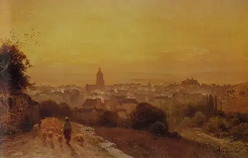 Vue de Dole (localisation supposée) (1887), collection particulière.Sûrement pas Dole. Plutôt Arbois.