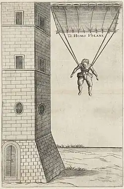 Machinae novae, 1616, pl. 38 : Homo volans.