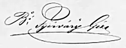 signature de Géza Fejérváry (1833-1914)