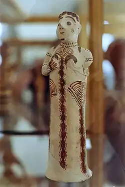 Figure mycénienne féminine en terracotta, –XIIIe/–XIe&nbsp;siècle.