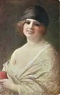Carte postale reproduisant Femme à l'orange (vers 1915)