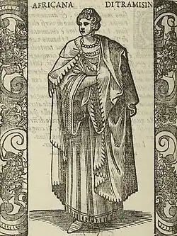 Gravure représentant une femme du royaume de Tlemcen, au XVIe&nbsp;siècle