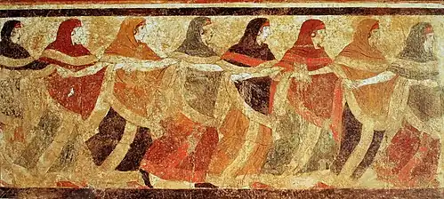 Fresque de la tombe des danseuses de Ruvo di Puglia.