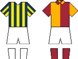 Maillots classiques à domiciledu Fenerbahçe (à gauche) et du Galatasaray (à droite).