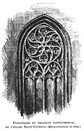 Fenestrage du transept septentrional de l'église Saint-Georges, reconstruit en 1844, dessiné par J. Drevet pour le Lyon de nos Pères d'E. Vingtrinier, édition 1901
