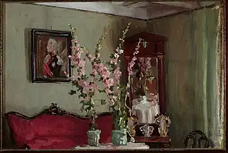 Intérieur du salon à Bohdanów - Roses trémières, 1905