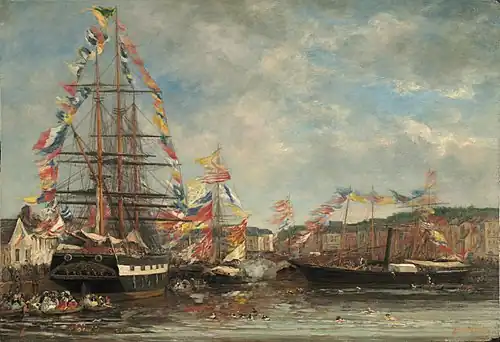 Fête dans le port de Honfleur, 1858Washington, National Gallery of Art.