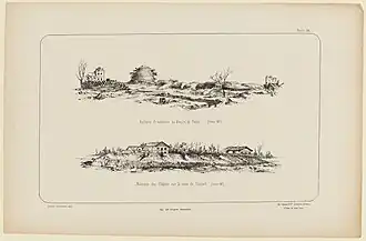 Croquis de la batterie Prussienne du Moulin de Pierre et de la batterie des Châlets sur la route de Clamart