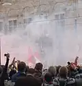 Rassemblement des supporters de Feyenoord devant l'hôtel de ville (saison sportive 2007-2008).