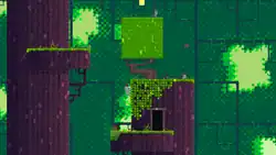 Niveau dans une forêt. L'arrière-plan représente le feuillage, avec quelques ouvertures qui laissent passer la lumière. Gomez escalade un mur en vue de coté, à l'aide de plantes grimpantes. Il se trouve près du sommet d'une tour centrale en forme d'arbre, sur lequel pousse une sorte de vigne. Une portion de tronc d'arbre se trouve à sa gauche, et on devine qu'il continue hors de l'écran, à la fois vers le haut et vers le bas.