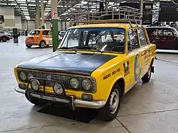 Une des Fiat 124 Special (Rallye utilisée lors du raid La Cap (Afrique du Sud) - Cap-Nord en 1970 (40 000 km)