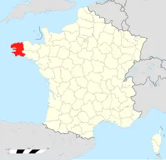 Localisation du&nbsp;Finistère en&nbsp;France