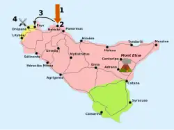 248-241 : sièges de Lilybée, Drépane, Éryx. 248-244 : occupation carthaginoise du mont Heircté, raids sur l'Italie. 241 : bataille des îles Égates