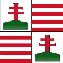 Drapeau du royaume de Hongrie au XVe&nbsp;siècle.