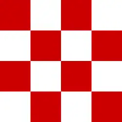 Dessin d'un drapeau en damier rouge et blanc.