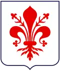 D'argent à une fleur de lys florencée de gueules (Florence)