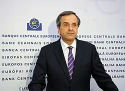 Antónis Samarás, président de Nouvelle Démocratie (ND) et alors chef du gouvernement grec.