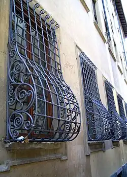 Grilles en fer forgé (Florence, Italie) XVIIe&nbsp;siècle.