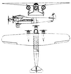 Description de l'image Fokker F-10 3-view Le Document aéronautique November,1928.png.