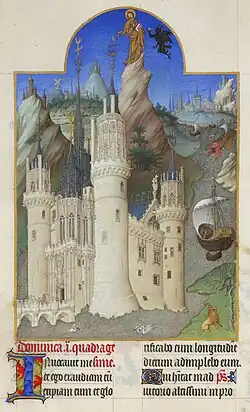 Vue du château de Mehun-sur-Yèvre, Les Très Riches Heures du duc de Berry.
