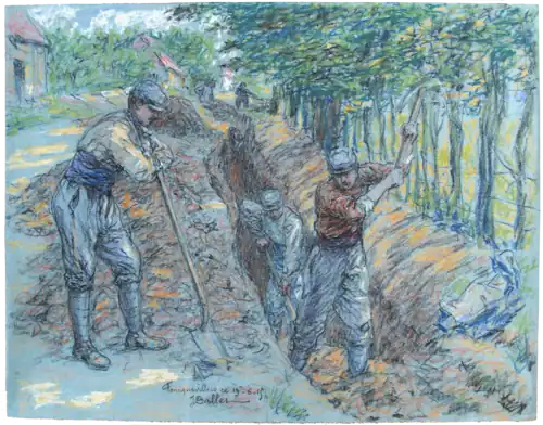 Foncquevillers - Soldats creusant une tranchée, 19 juin 1915