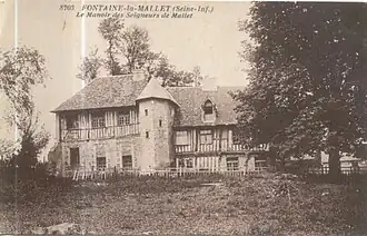 Carte postale du manoir des seigneurs de Mallet, détruit en 1944.