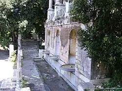 Les trois fontaines sur la montée du Pincio.