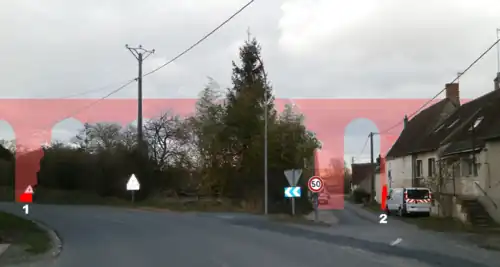 Vue hypothétique d'un aqueduc aérien et ses arcades replacés dans un plan moderne.