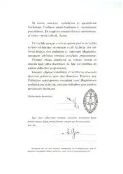 Formule de Profession de foi (Partie 2).