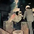 Coulée d'un lingotin en 1977.