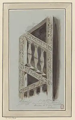 L'escalier du n°8 en 1888 (dessin de Jules-Adolphe Chauvet).
