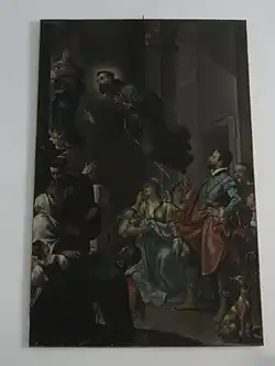 Extase de saint Joseph de Copertino, toile d'Andrea Benedetto Fornioni d'Imola.