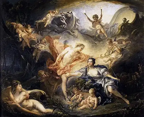 François Boucher, Apollon révélant sa divinité à la bergère Issé, 1750, de huile sur toile.
