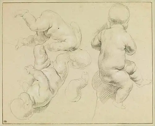 Études d'enfants nus et d'une jambe, entre 1618 et 1643, Paris, musée du Louvre.