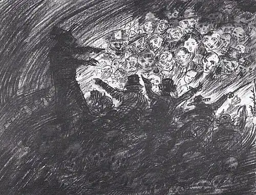 Croquis de foule, 1891 (Fusain et crayon ; 16,4&nbsp;×&nbsp;20,1&nbsp;cm), Liège, Musée de La Boverie