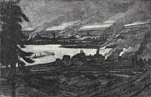La vallé de la Meuse, 7 avril 1914 (Aquatinte ; Inv. Kunel nº 332 ; 20&nbsp;×&nbsp;29,7&nbsp;cm)